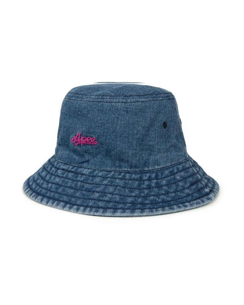 Sombreros Bape Denim bucket Mujer Azules | 912-PBYQXE