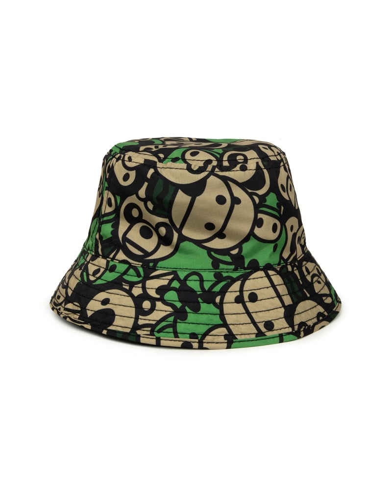 Sombreros Bape Estampados bucket Mujer Verdes Kaki | 231-XPFHRL