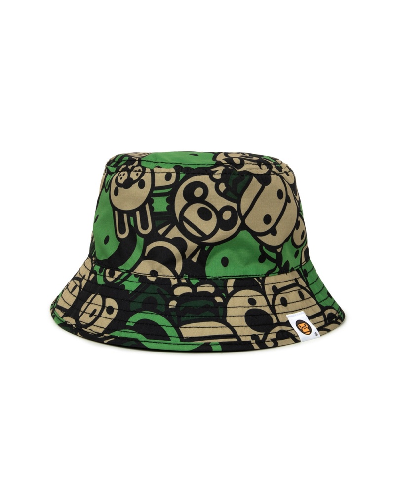 Sombreros Bape Estampados bucket Mujer Verdes Kaki | 231-XPFHRL