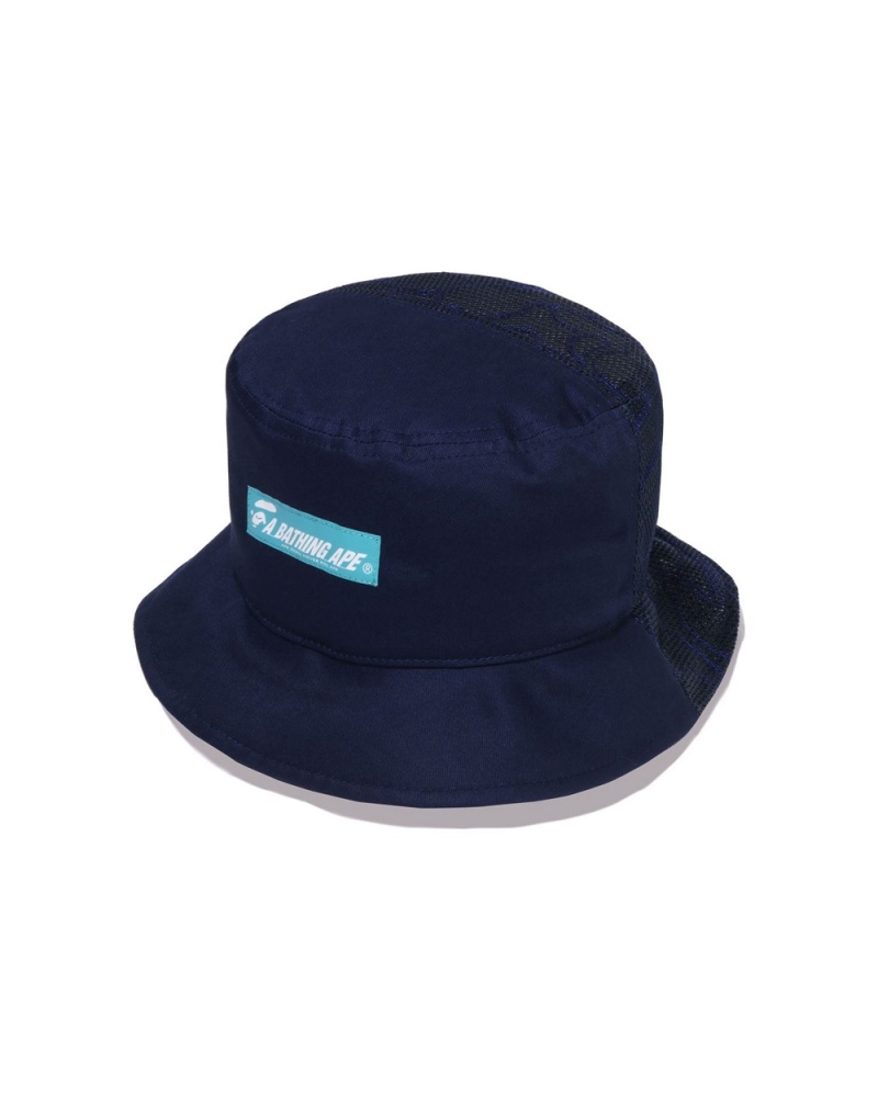 Sombreros Bape Half Mesh Bucket Hombre Azul Marino Azules | 798-WAXJHT