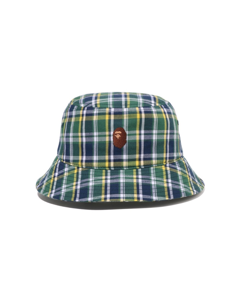 Sombreros Bape Mini Check Bucket Hombre Verdes Claro | 564-BCWLSE