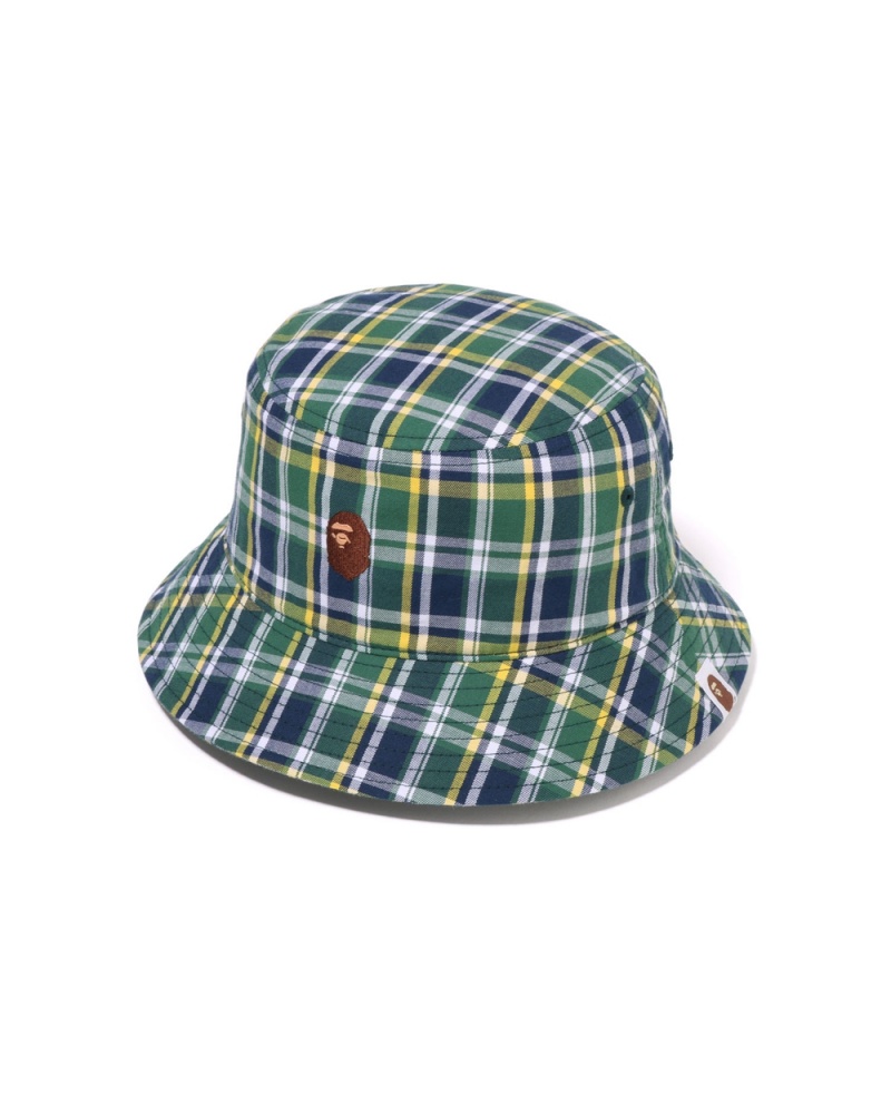 Sombreros Bape Mini Check Bucket Hombre Verdes Claro | 564-BCWLSE