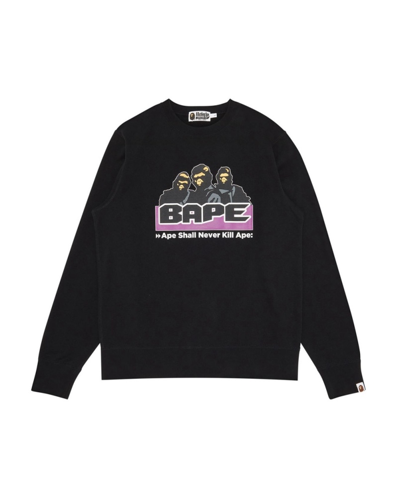 Sudadera Bape Archive Crewneck Hombre Negros | 527-SHUEKQ