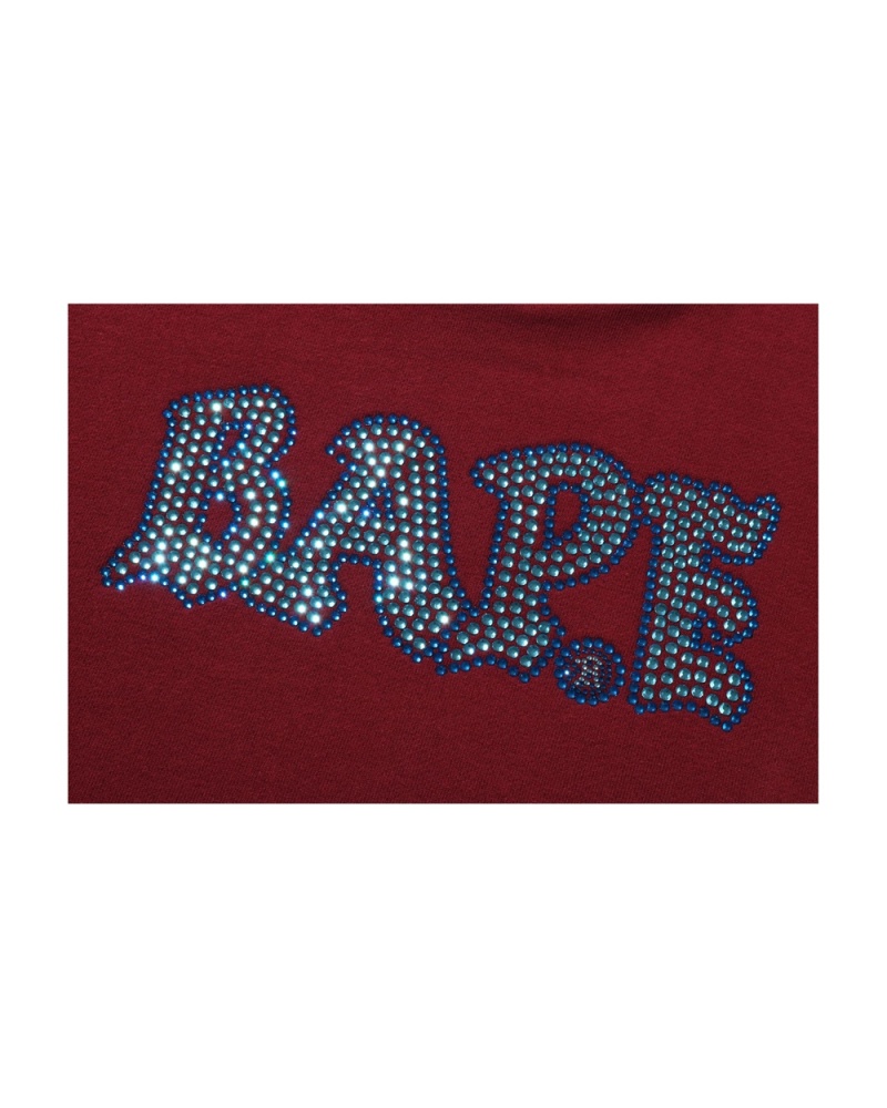 Sudadera Bape Crystal Stone Cropped Pullover Hoodie Mujer Vino | 947-JGVMEX