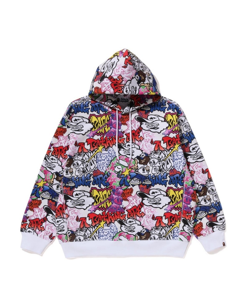 Sudadera Bape Graffiti Pattern Pullover Hoodie Hombre Multicolor | 104-YUARLI