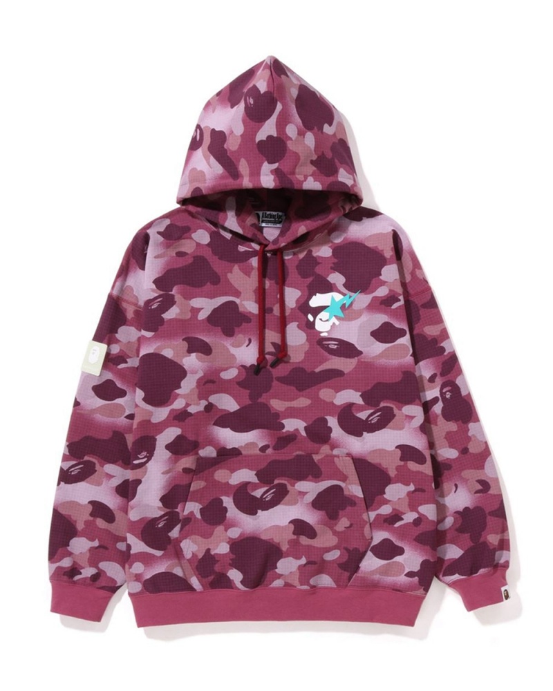 Sudadera Bape Grid Oversized Hoodie Mujer Rosas Claro | 853-MWNSBY