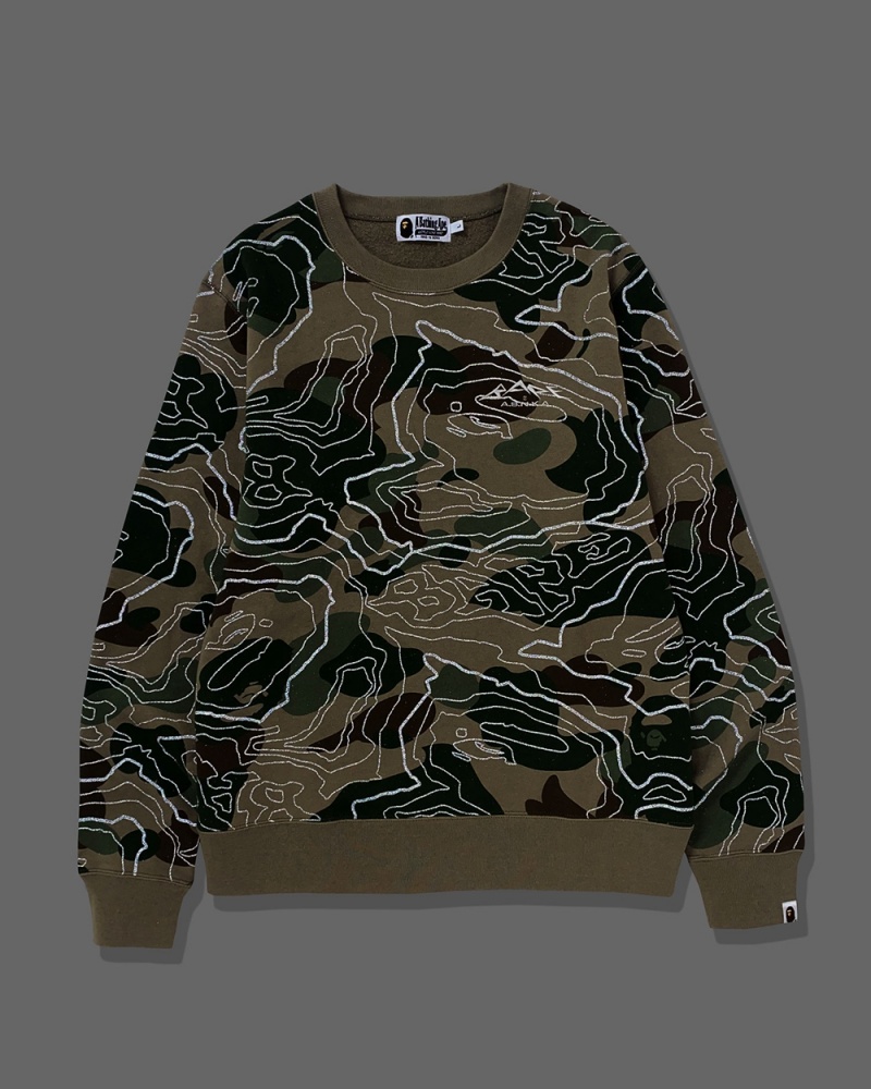 Sudadera Bape Layered Line Crewneck Hombre Grises Marrom | 271-RVKFXT