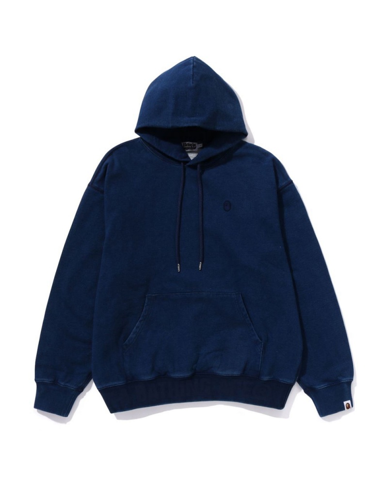 Sudadera Bape Logo Ribbing Pullover Hoodie Hombre Azul Marino Azules | 069-IAFOMR