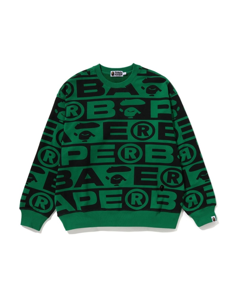 Sudadera Bape Lux Deporte Pattern Oversized Crewneck Hombre Turquesa | 893-EGSADL