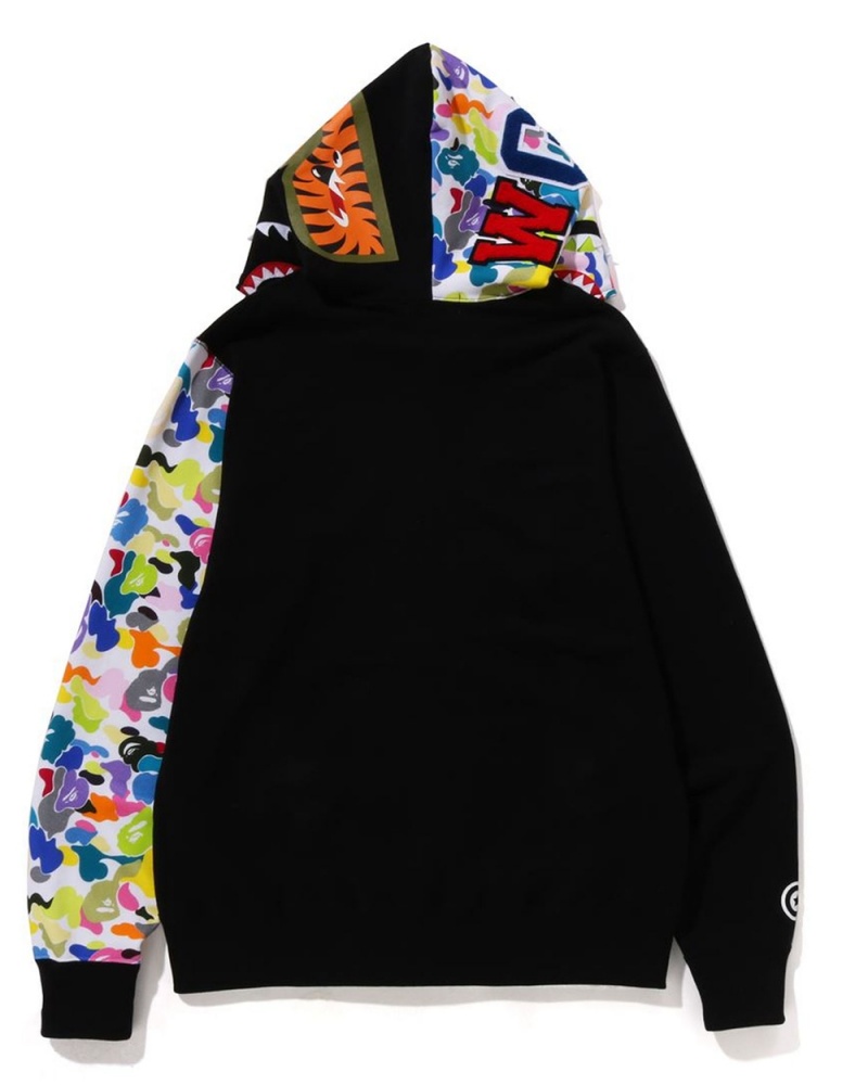 Sudadera Bape Multi NYC Logo Shark Full Zip Hoodie Hombre Negros | 735-BLNSTJ