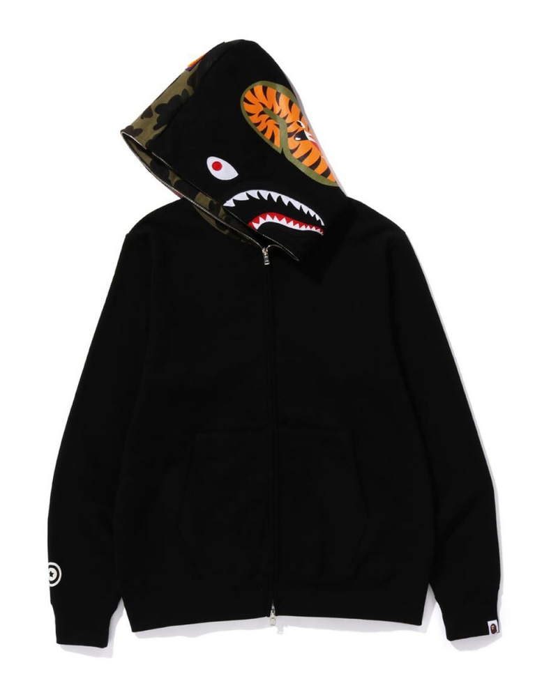 Sudadera Bape Shark Full Zip Hoodie Hombre Negros | 019-PUQGRF