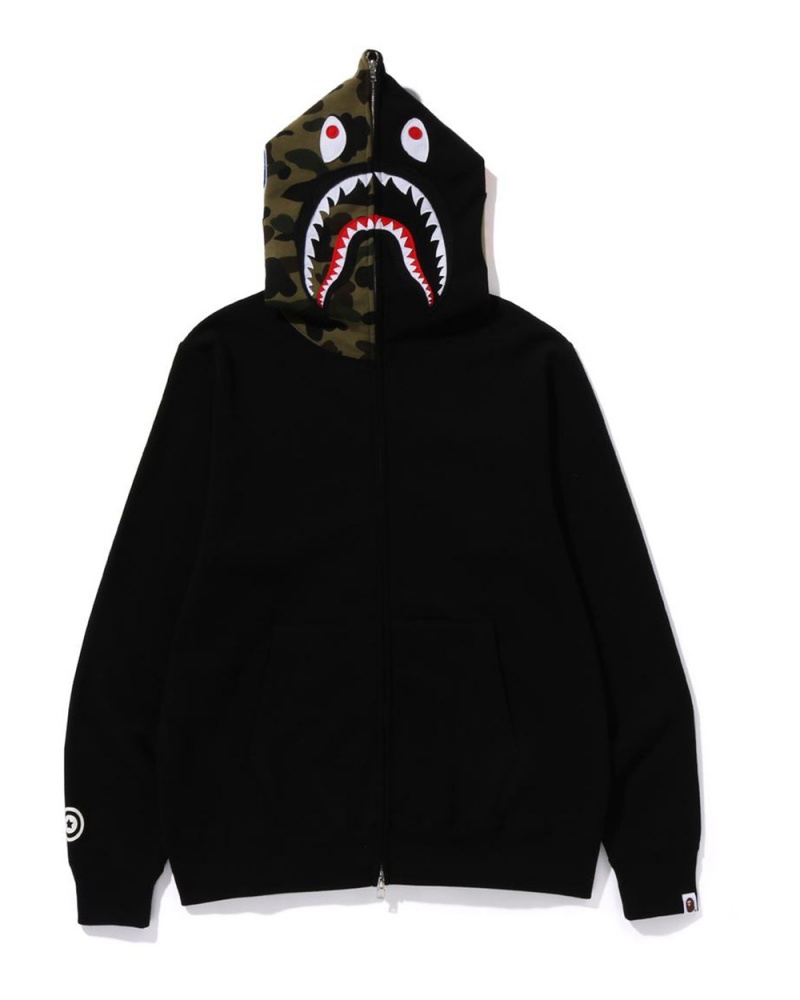 Sudadera Bape Shark Full Zip Hoodie Hombre Negros | 019-PUQGRF