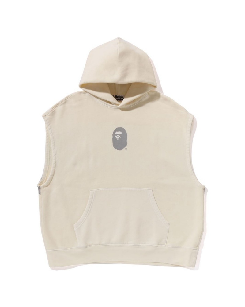 Sudadera Bape Sin Manga Pullover Hoodie Hombre Creme | 326-DWBVTS