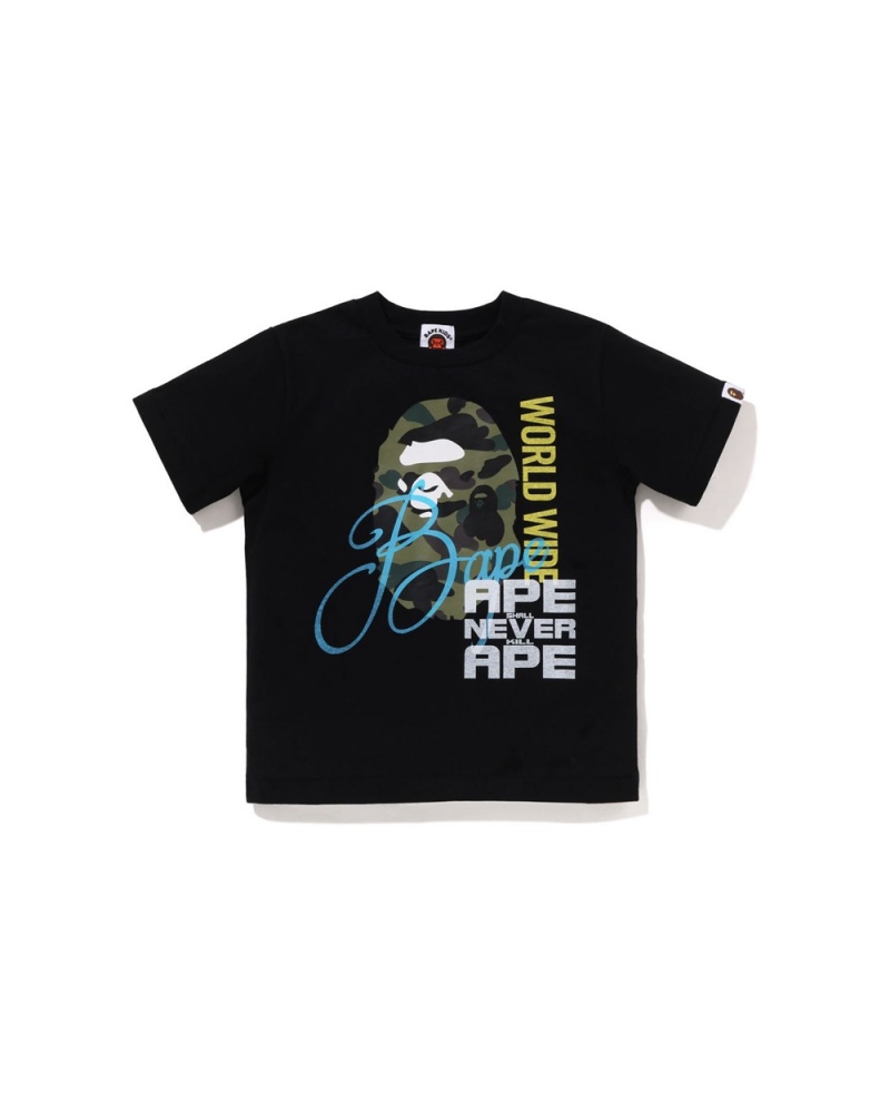 Tops Bape 1st Ape Head Over Print Niños Negros | 851-IGHFND