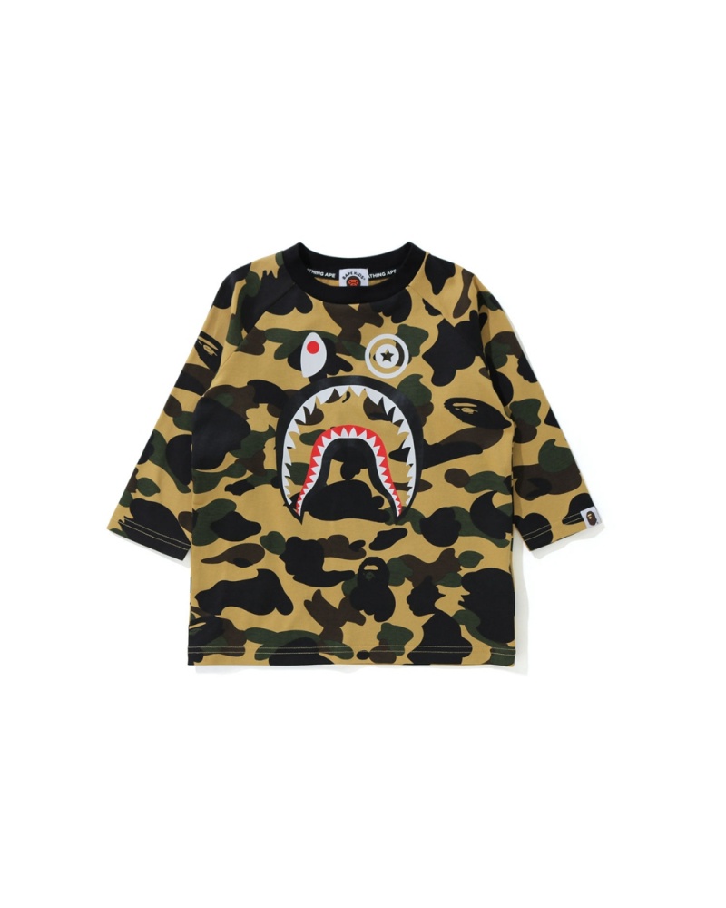 Tops Bape 1st Shark 3/4 Sleeve Niños Amarillos | 805-LYWVPH