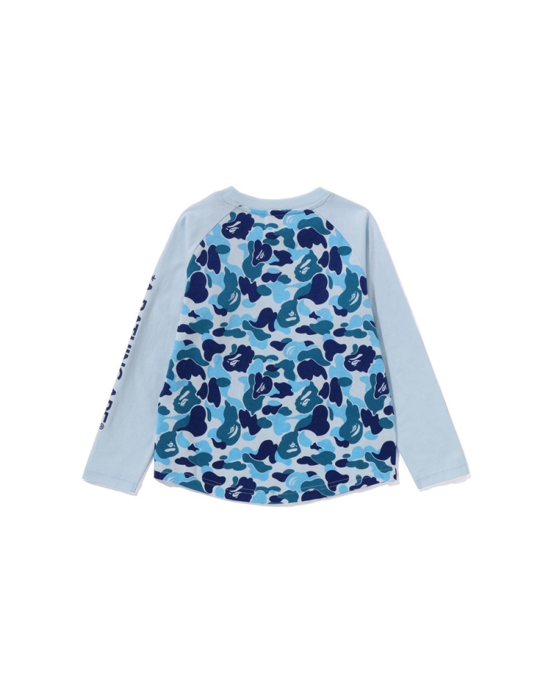 Tops Bape ABC L/S Niños Azules Claro | 273-GBFKMX