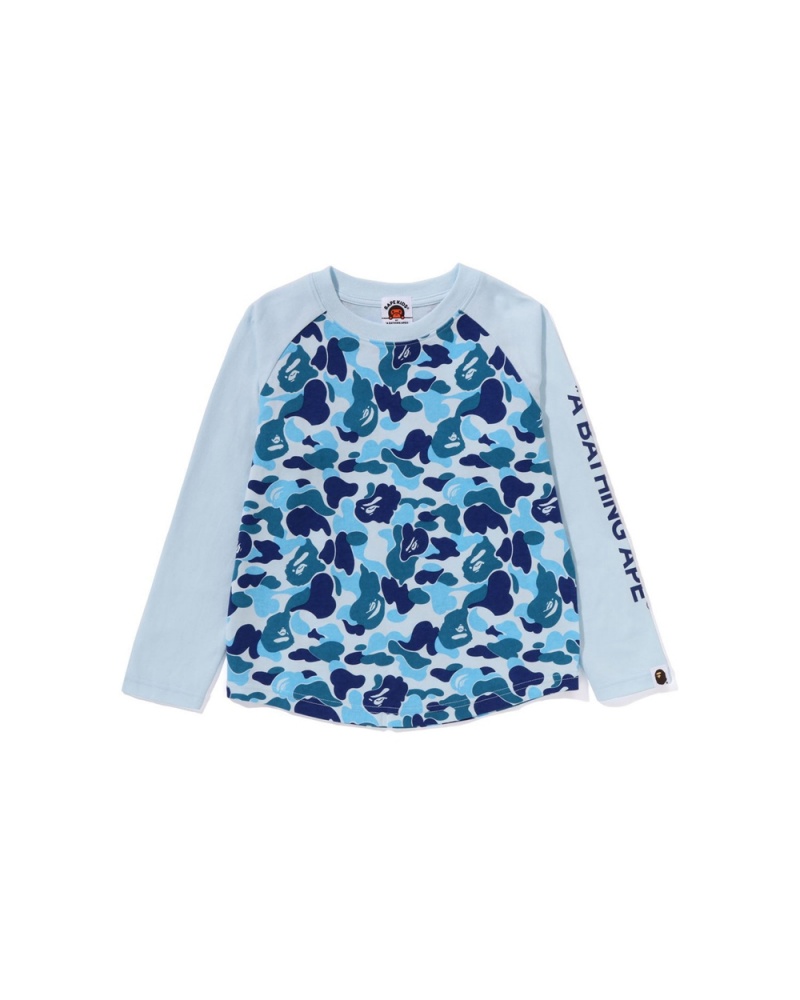 Tops Bape ABC L/S Niños Azules Claro | 273-GBFKMX