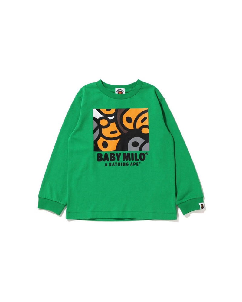 Tops Bape All Baby Milo Mix L/S Niños Verde Menta | 871-BANZLS