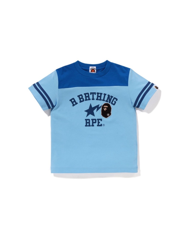 Tops Bape Ape Head Patch Football Niños Azules Claro | 857-VZGXTO