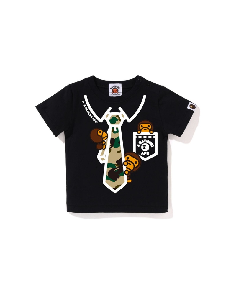 Tops Bape Babies 1st Baby Milo Neck Tie Print Niños Negros | 637-ENFALW