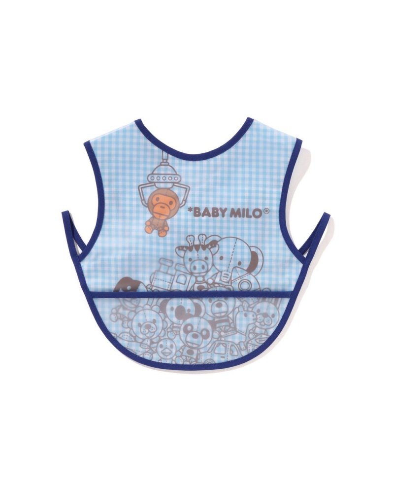 Tops Bape Babies Check Baby Milo Ufo Game Comida Bib Niños Azules | 597-PVDUSK