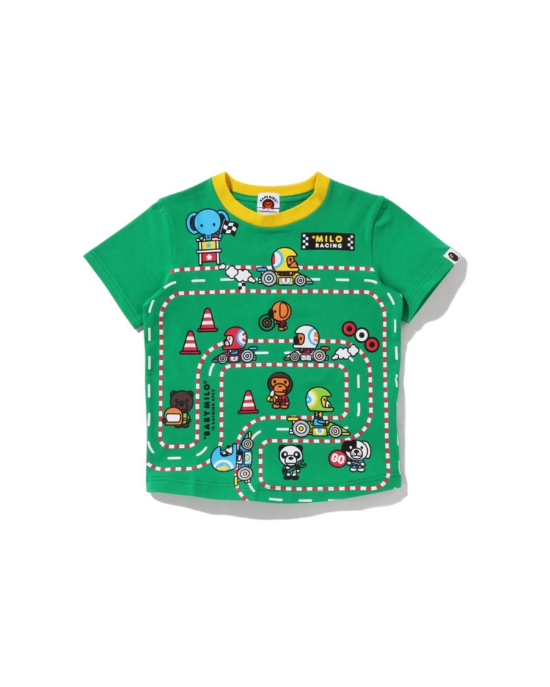 Tops Bape Baby Milo Carreras Big Panel Niños Turquesa | 541-LTSPNJ