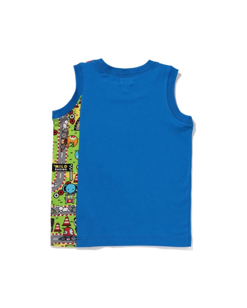 Tops Bape Baby Milo Carreras Tank Niños Azules | 463-MYBSLN