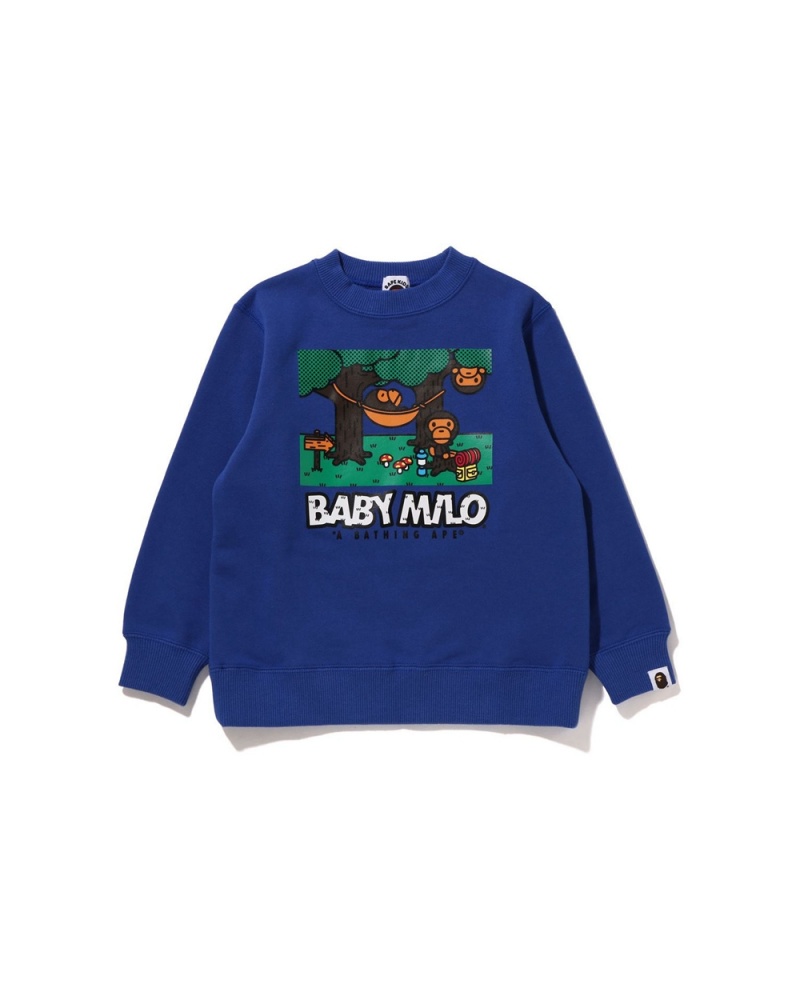 Tops Bape Baby Milo Hammock Crewneck Niños Azules | 106-KALEPT