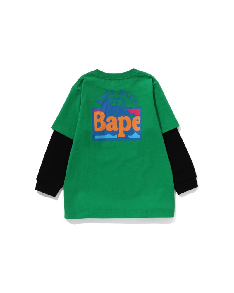 Tops Bape Baby Milo Layered L/S Niños Verdes | 904-QZCFSA