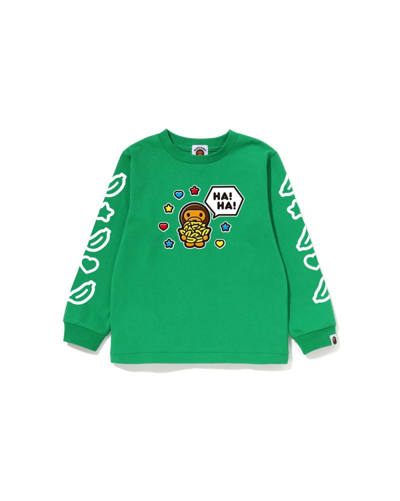 Tops Bape Baby Milo Speech Balloon L/S #1 Niños Verde Menta | 184-LIJDGV