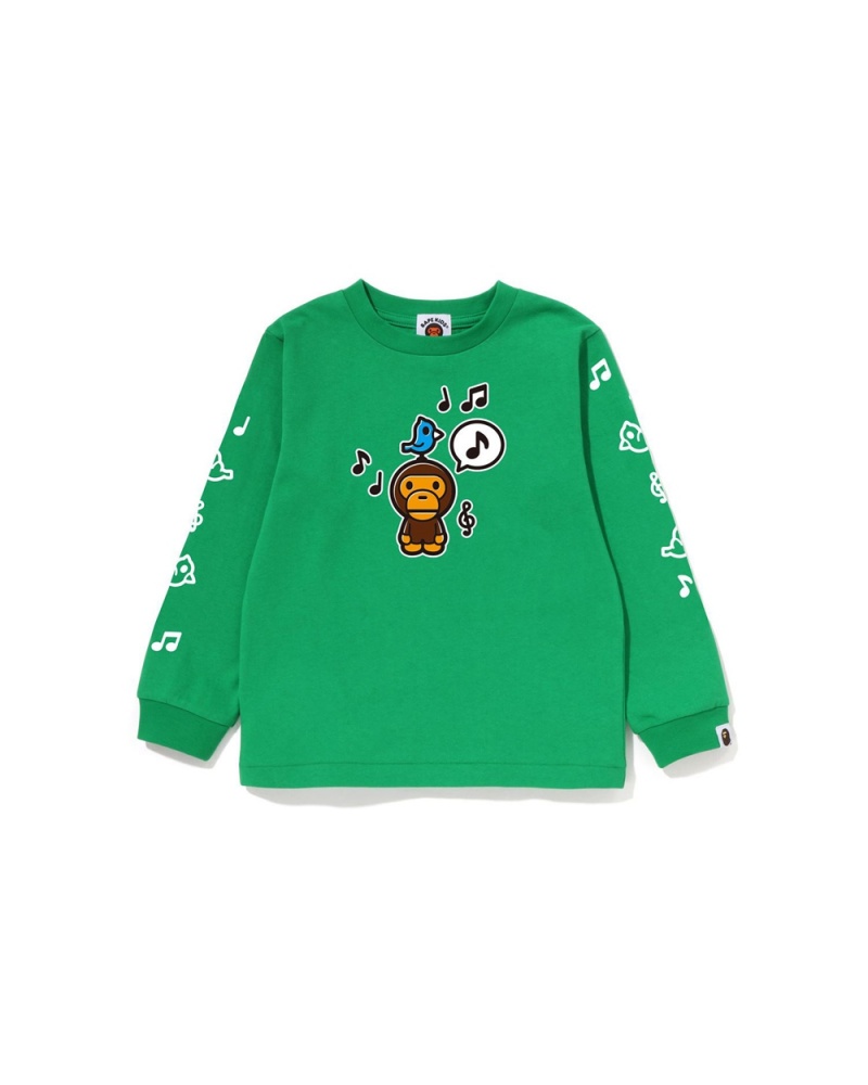 Tops Bape Baby Milo Speech Balloon L/S #2 Niños Verde Menta | 275-ZTGPAF