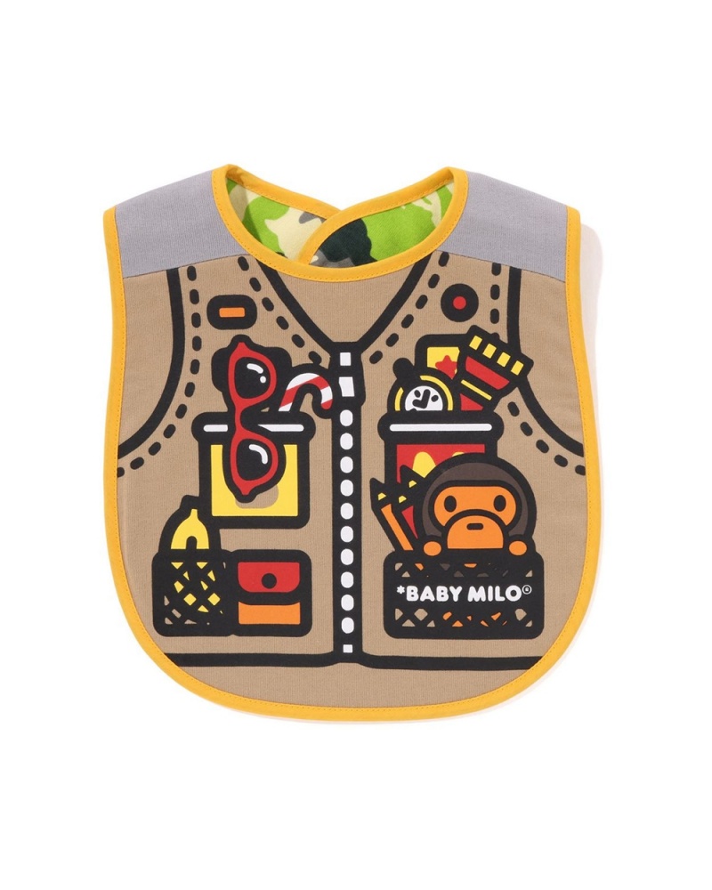 Tops Bape Baby Woodland Milo Fishing Vest Print Reversible Bib Niños Beige | 294-OQNRFC