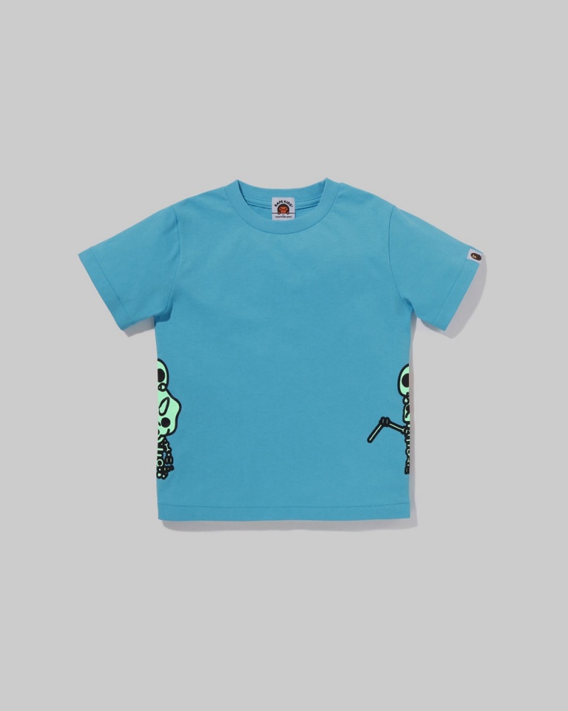 Tops Bape Glow In The Dark Bone Dinosaur Niños Azules | 657-XCFSNT