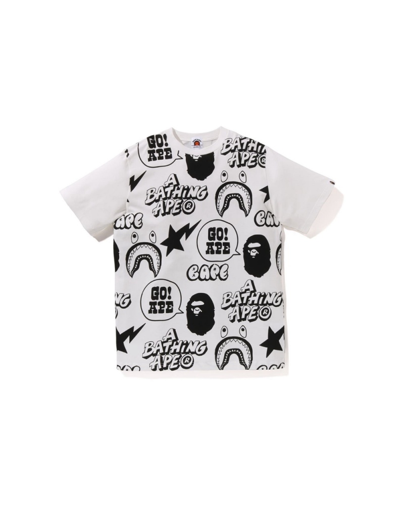 Tops Bape Graffiti Pattern Jr Niños Blancos | 248-IUFAJP