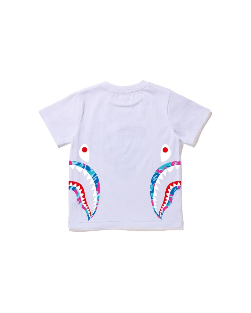 Tops Bape Marble Side Shark Niños Blancos | 192-HUWCME