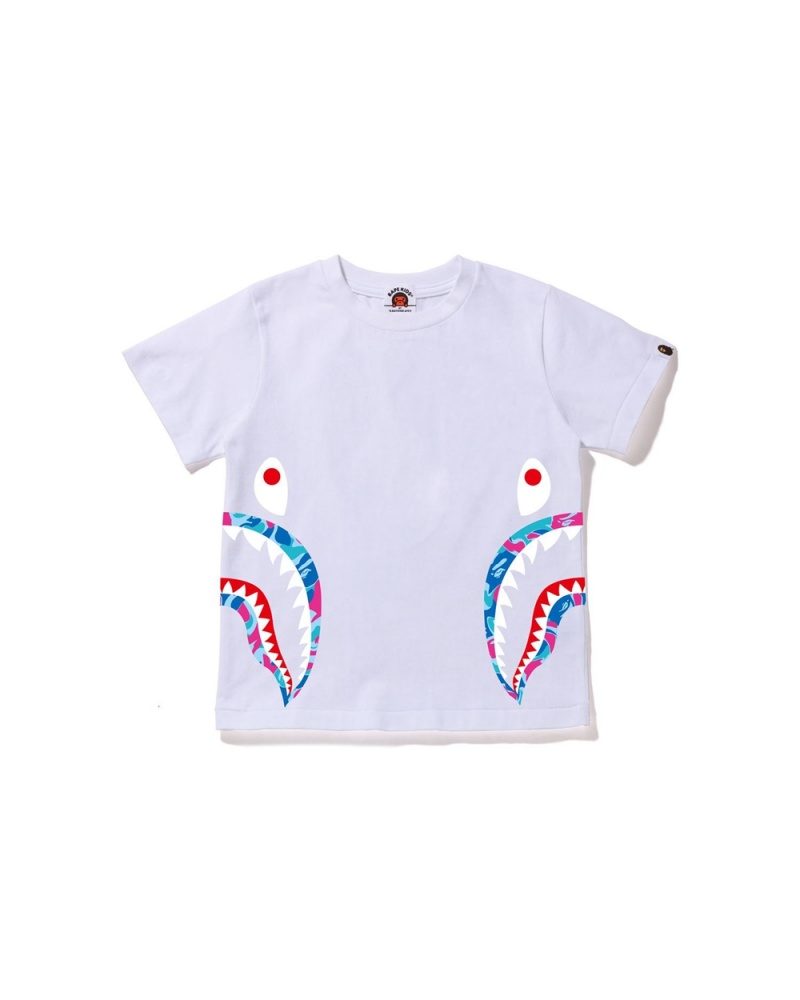 Tops Bape Marble Side Shark Niños Blancos | 192-HUWCME