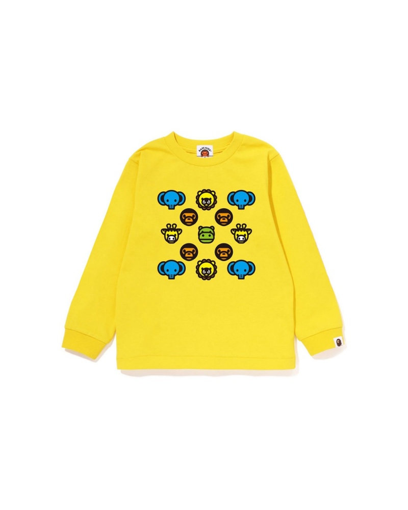 Tops Bape Milogram L/S Niños Amarillos | 478-WTIGPM