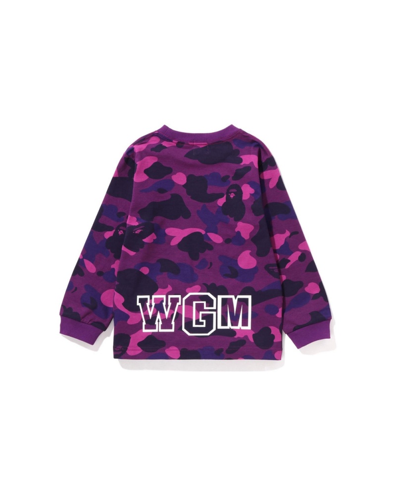 Tops Bape Shark L/S Niños Morados | 423-QGFAPS