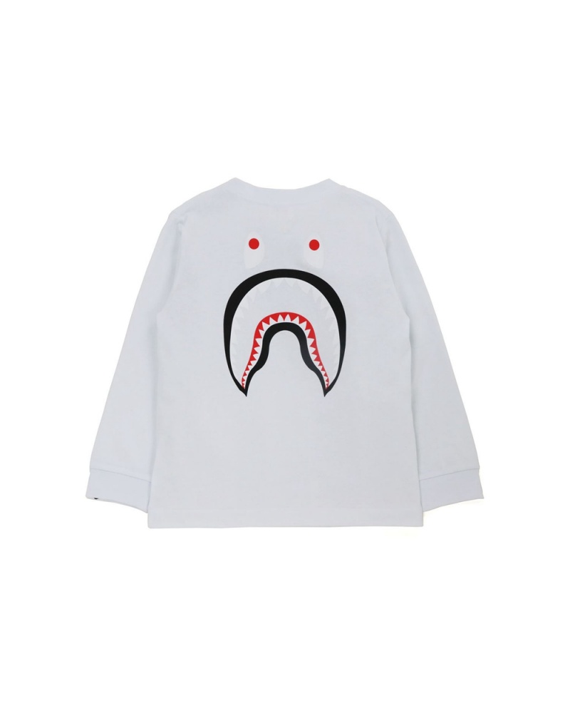 Tops Bape WGM Shark L/S Niños Blancos | 206-PLBVDY