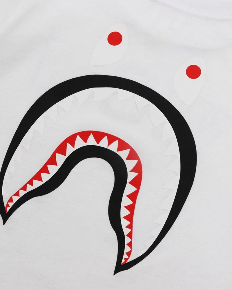 Tops Bape WGM Shark L/S Niños Blancos | 206-PLBVDY