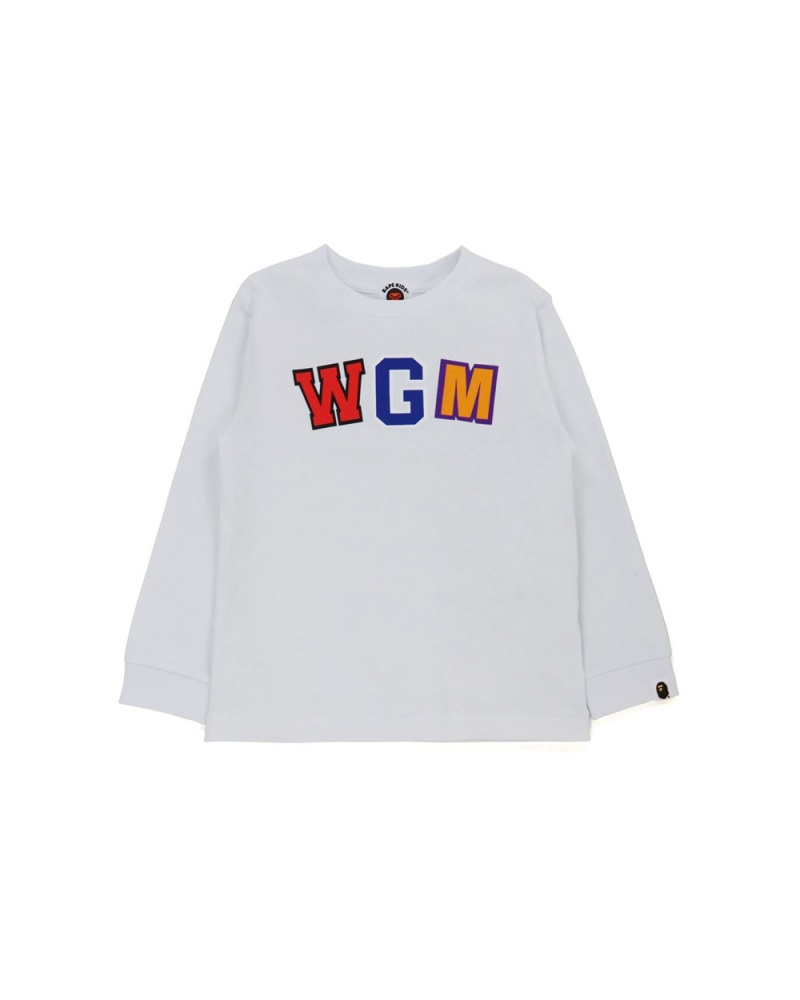 Tops Bape WGM Shark L/S Niños Blancos | 206-PLBVDY