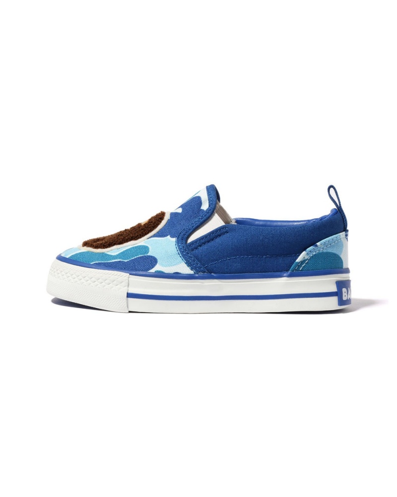 Zapatos Bape ABC Ape Head Patch Slip Ons Niños Azules | 498-TWIKPN