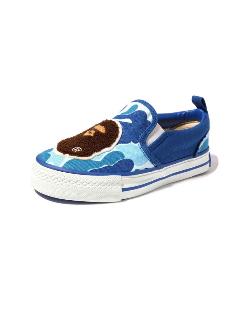 Zapatos Bape ABC Ape Head Patch Slip Ons Niños Azules | 498-TWIKPN