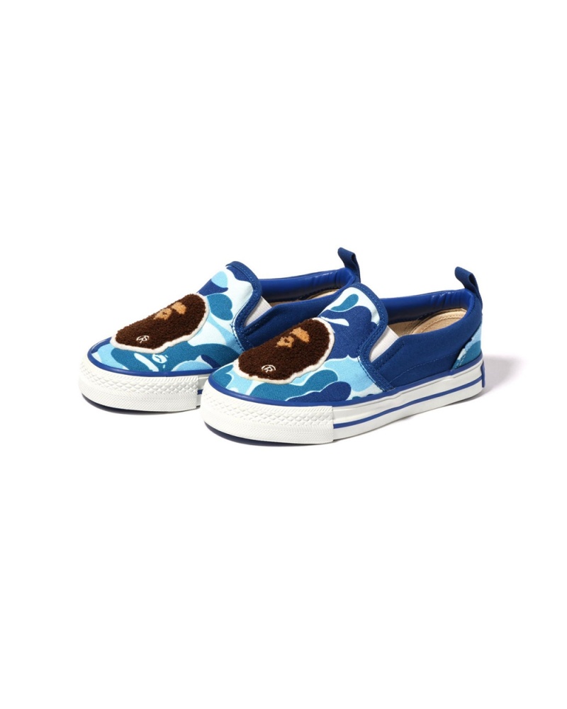 Zapatos Bape ABC Ape Head Patch Slip Ons Niños Azules | 498-TWIKPN